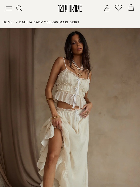 12th Tribe Dresses & Skirts - 12th Tribe Cream Ruffled Cami & Maxi Skirt Set